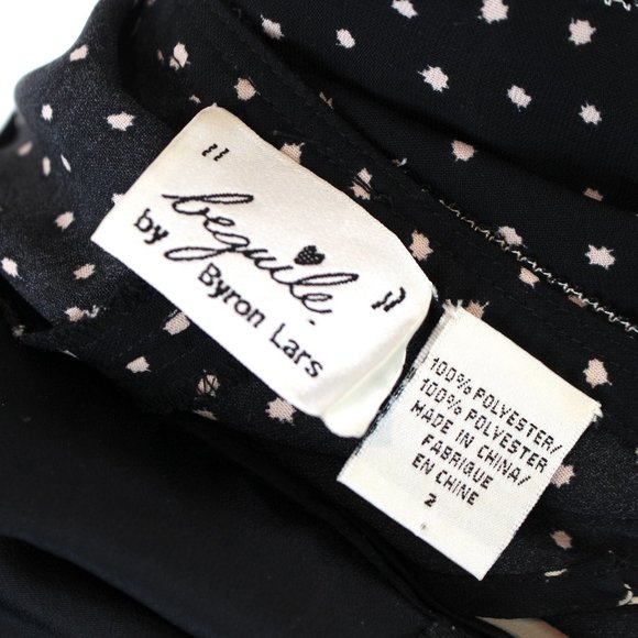 Byron Lars Beguile Black Tan Laser Cut Fit & Flare Flutter Midi Dress 2 Spotted - Picture 7 of 9